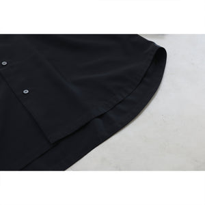 ヒムカシ製図　／　 ragran mac shirt 　 -  （ 偽シルクサテン・ブラックフォーマル ）